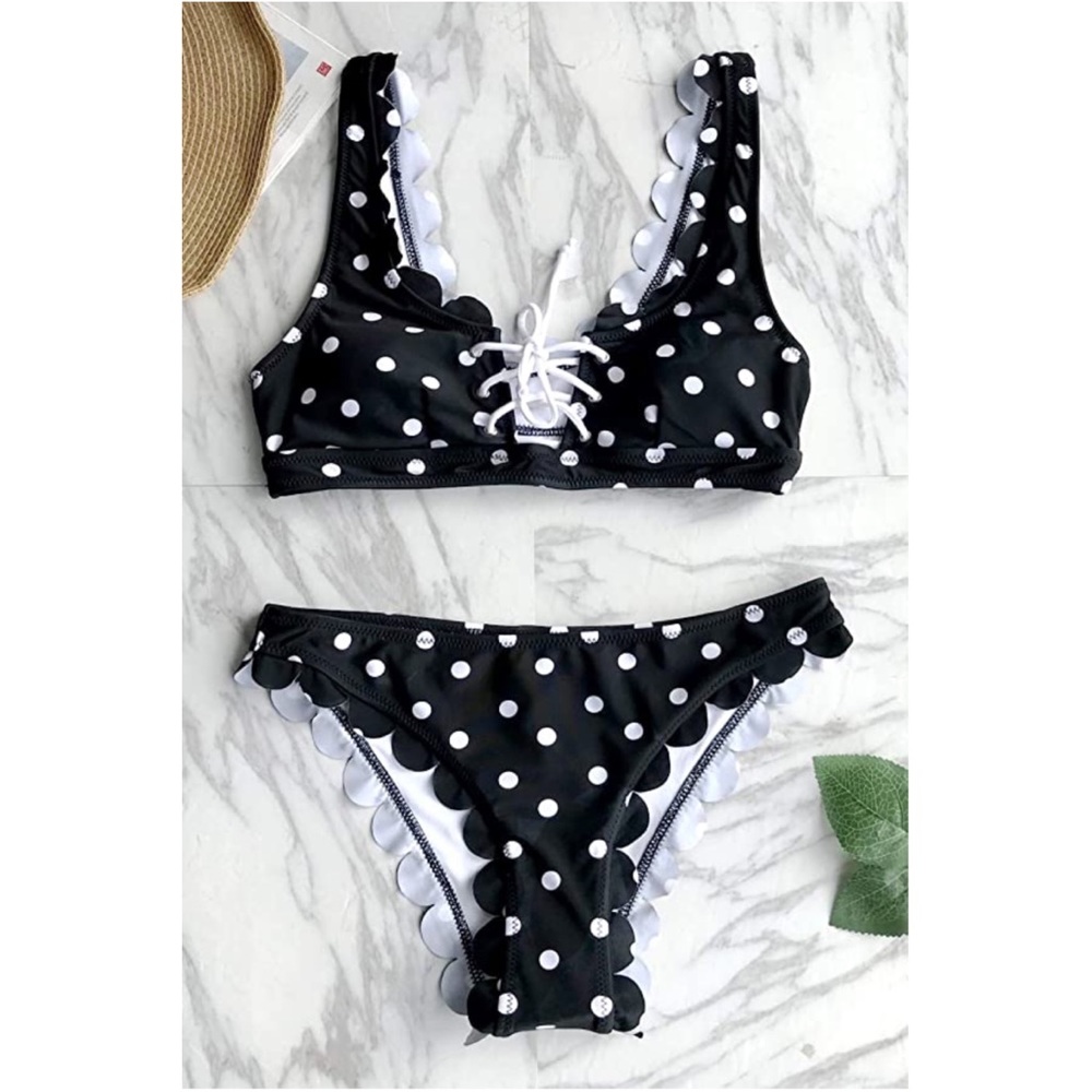 Cupshe Black and White Polka Dot Bikini NWT